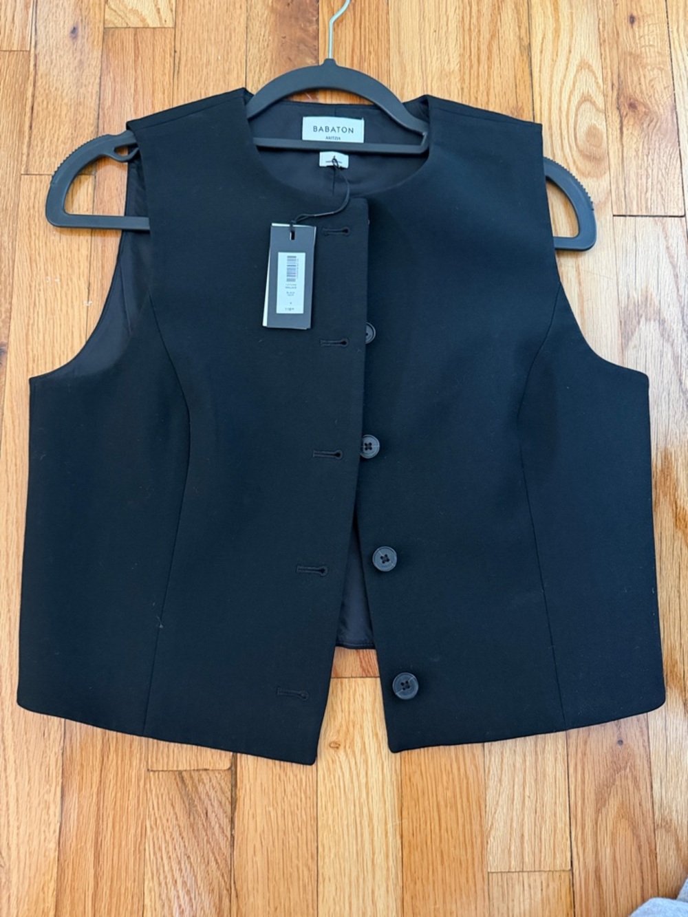 Babaton Black Tailored Sleeveless Button Vest